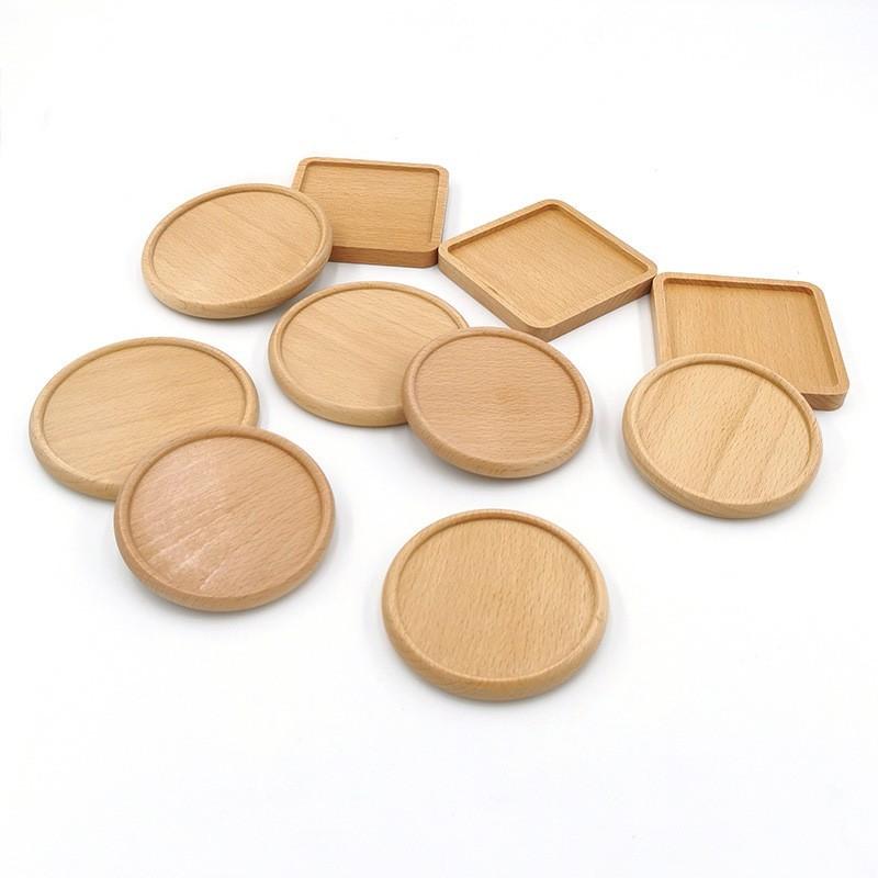 2PCS Solid Walnut Wood Coaster Round Square Beech Wood Cup Mat Durable Heat Resistant Tea Coffee Cup Pad Placemats 88cm/346in