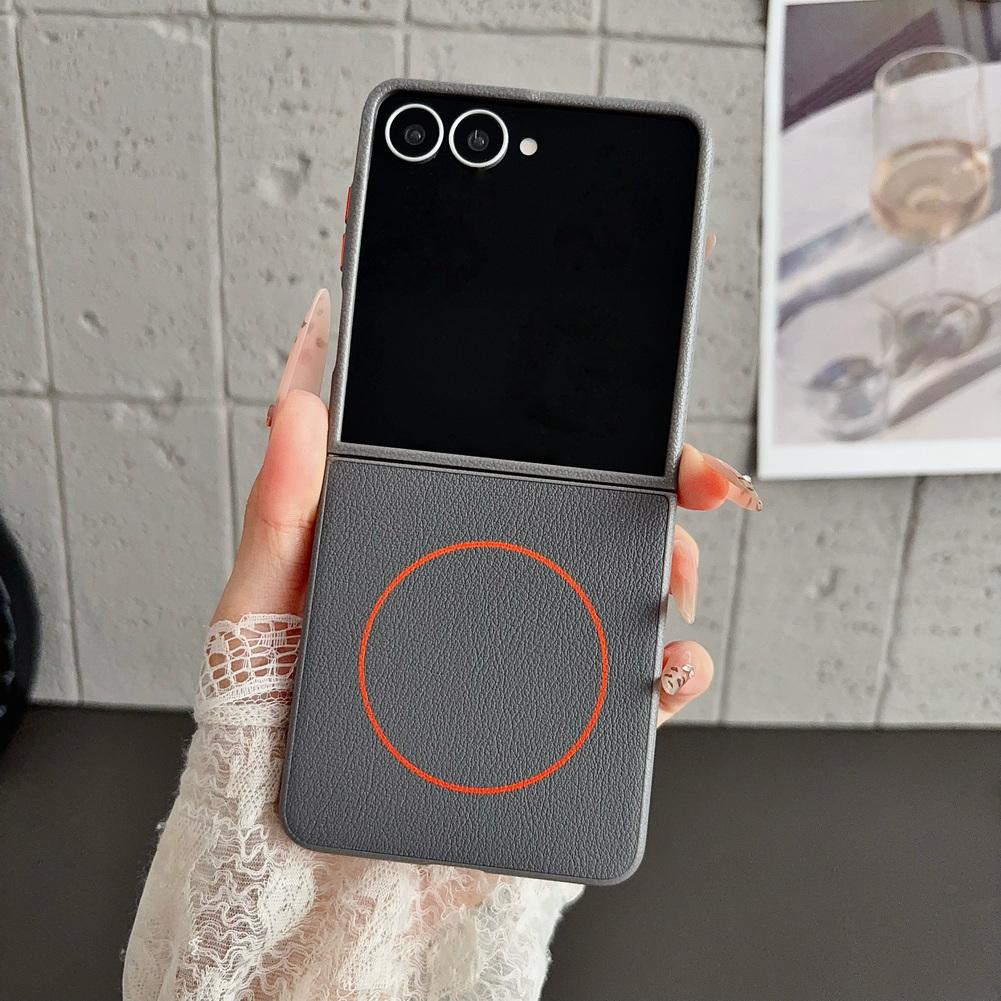 Leather with Built-in Magnetic Ring Phone Case For Samsung Z Flip 8 Flip7 FE Galaxy Z Flip 7 6 5 Slim Protective Cover