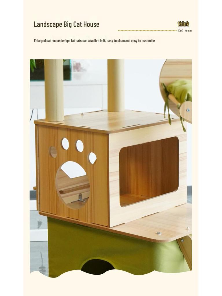 Multifunctional Cat Tree: Climbing Frame, Bed, Scratching Post, Jumping Platform, Large Villa, Capsule, Space-Saving