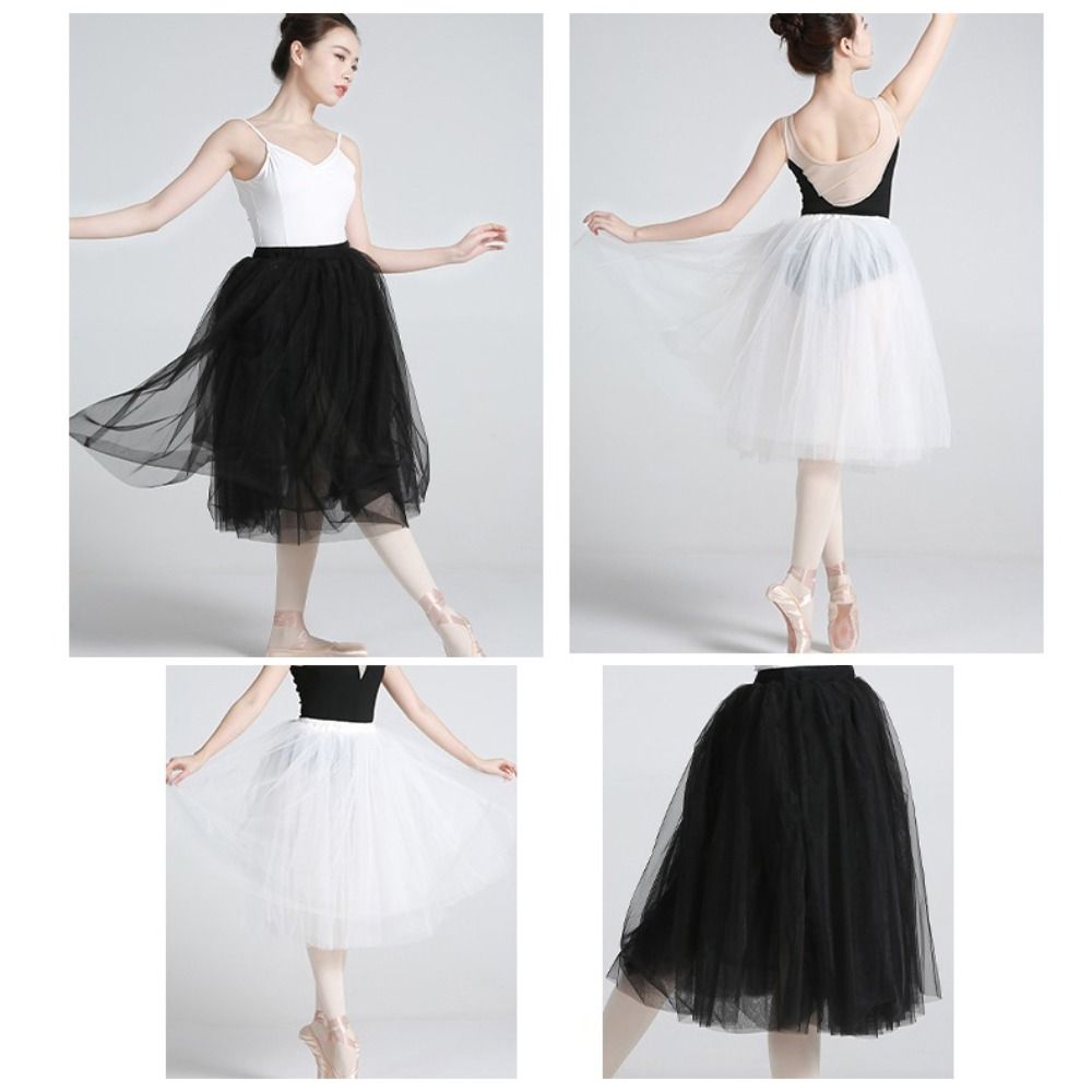 Elastic Waist Ballerina Tutus Four Layer Tulle Skirt Elegant Ballet Tutu Women