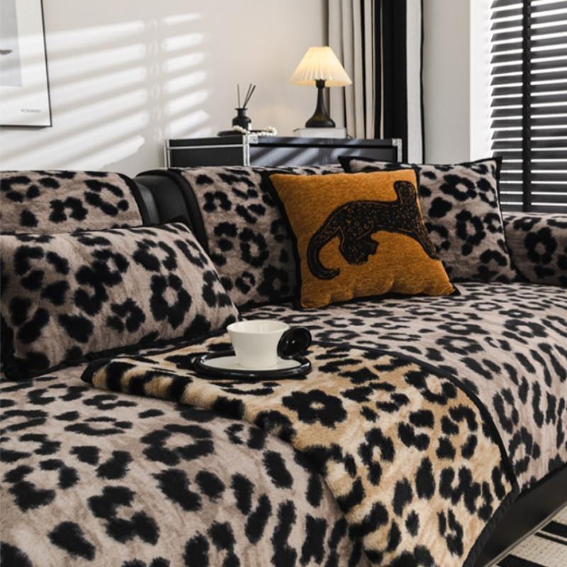 1pcs Modern Leopard Print Sofa Cover Four Seasons Universal Anti-cat Scratch Seat Cushion Durable Couch Blanket for Living Room