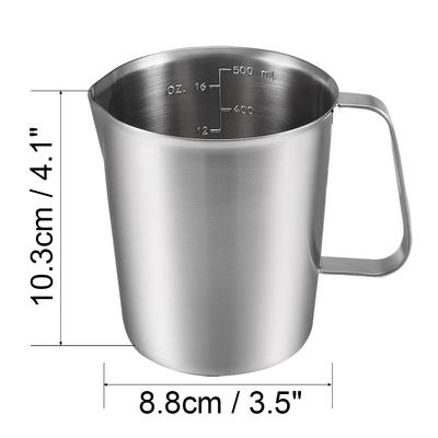 Messbecher Aufgewertet 2 Messskalen einschließlich L-Skala Unzen-Skala Messbecher mit Markierung mit Griff 16 Unzen 500 ml