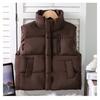 Children's Zippered Down Cotton Stand-up Collar Vests for Autumn and Winter, Solid-colored Vests for Boys and Girls