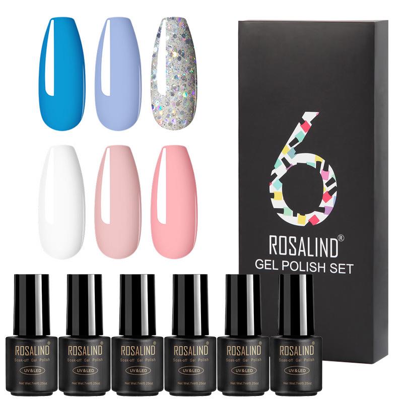 

6pcs/lot 7ml Гель ногтя польский набор Все для маникюра Полупостоянные гибридные лаки замочить УФ гель Kit