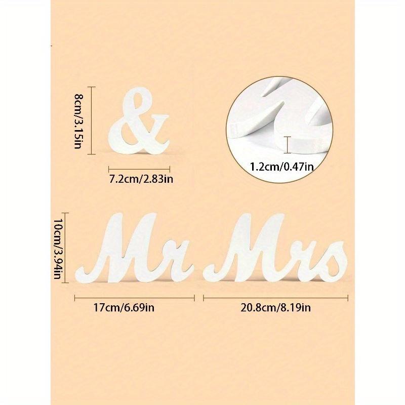 3 Stück/Set Weiße Holzbuchstaben Mr und Miss, Set, Mr & Mrs Schild für Hochzeitstisch, Partydekoration Haupttisch Hochzeit Holzbuchstabe