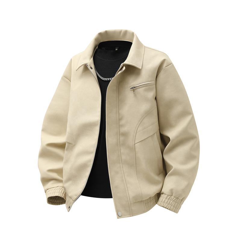 Retro Distressed Leather Jacket Men's Three-dimensional Lapel Deconstructed Zipper Coats