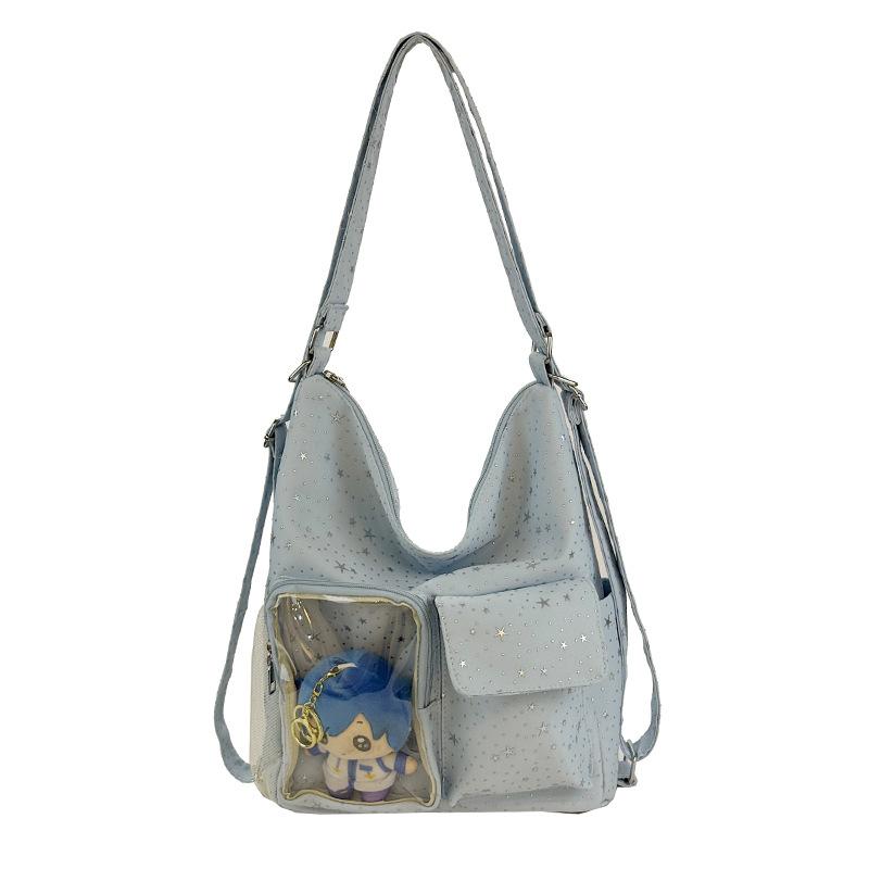 Cute Clear Acrylic Panel Shoulder Bag Large Capacity School Commuter Tote for Women