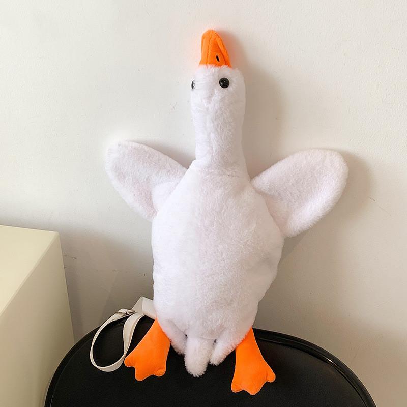 Borsa a Spalla a Forma di Anatra Cartone Animato Peluche con Chiusura a Zip per Uso Quotidiano Casual