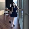 Elegant Ice Silk Sleeveless Tank Dress with Waist-Hugging Fit for Women