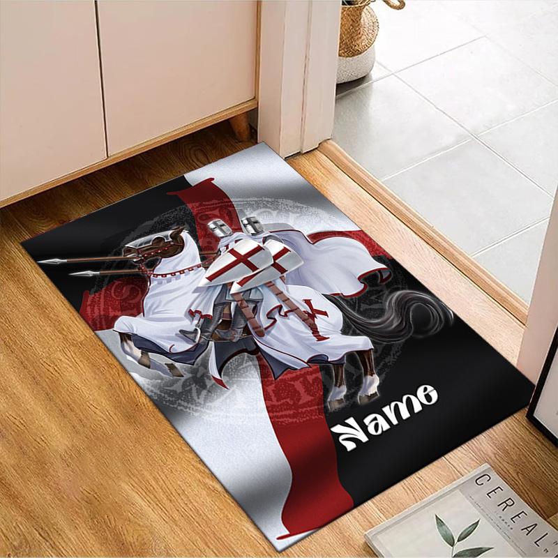 Custom Name Knightly Crest Shield Sword Rug Game Carpet, Floor Mat for Bedroom Living Room Entryway Rug, Home Decor Idea Gift for Christmas birthday