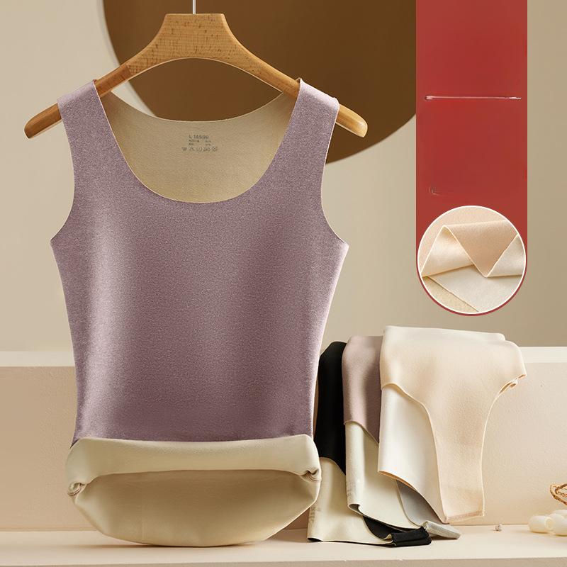 Autumn and Winter German Velvet Seamless Thermal Vest for Women Double-sided Velvet Thermal Underwear Thin Slim Fit Base Vest