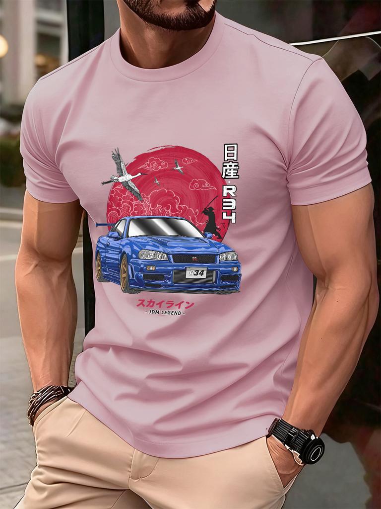 Nippon Jdm Skyline Gtr R34 Prints Cotton TShirts Mens Summer Soft T Shirt Oversized ONeck Short Sleeve Tops Basic Male Clothes