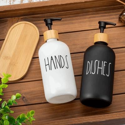 2Pcs Refillable Hand Dish Soap Dispenser Empty Rust-Proof Liquid Empty Container with Plate Large Capacity Lotion Pump Bottle
