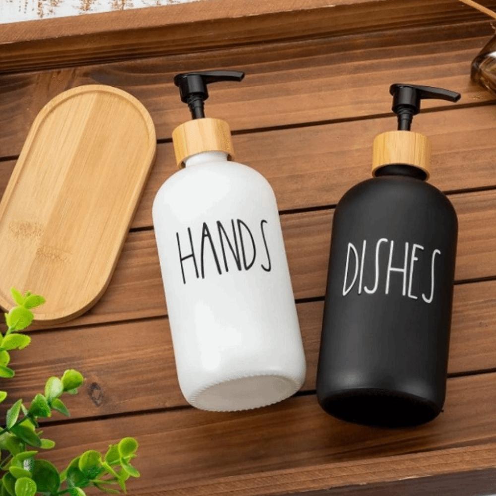 2Pcs Refillable Hand Dish Soap Dispenser Empty Rust-Proof Liquid Empty Container with Plate Large Capacity Lotion Pump Bottle