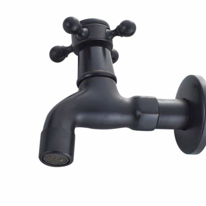 Robinet mural vintage noir pour lavabo - eau froide monocommande G1/2 en cuivre