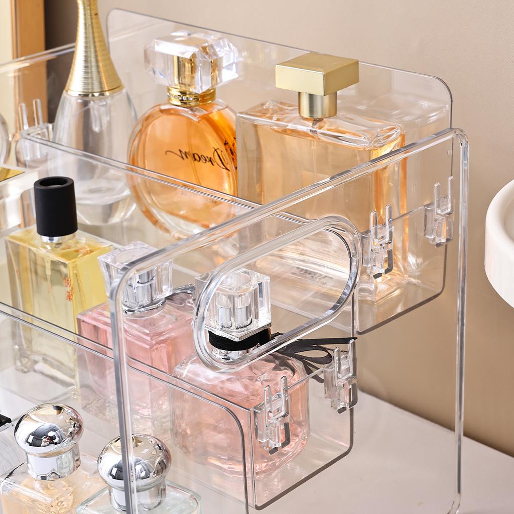 1pc 3-layer acrylic buckle perfume storage rack portable desktop perfume cosmetics display rack stepped dresser storage rack