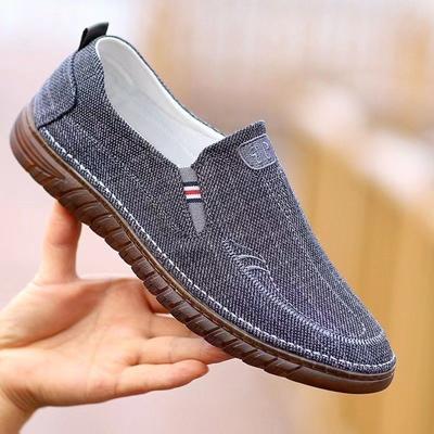 Atmungsaktive Freizeitschuhe aus Segeltuch für Herren mit Kuhsehnensohle, bequeme Fahrschuhe mit weicher Sohle, Brettschuhe, alte Peking-Stoffschuhe