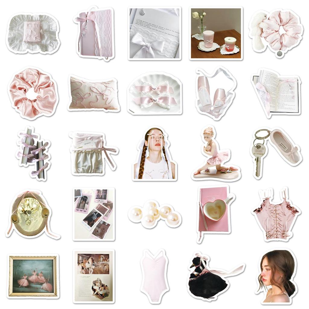 Ballet-Inspired Pink Heart Stickers: 50 Sheets for Water Bottles, Phone Cases, Laptops & DIY Projects