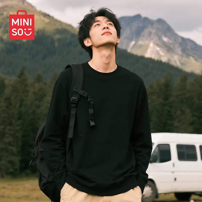 MINISO Men s Loose Fit Pure Cotton Long Sleeve T-Shirt 4XL