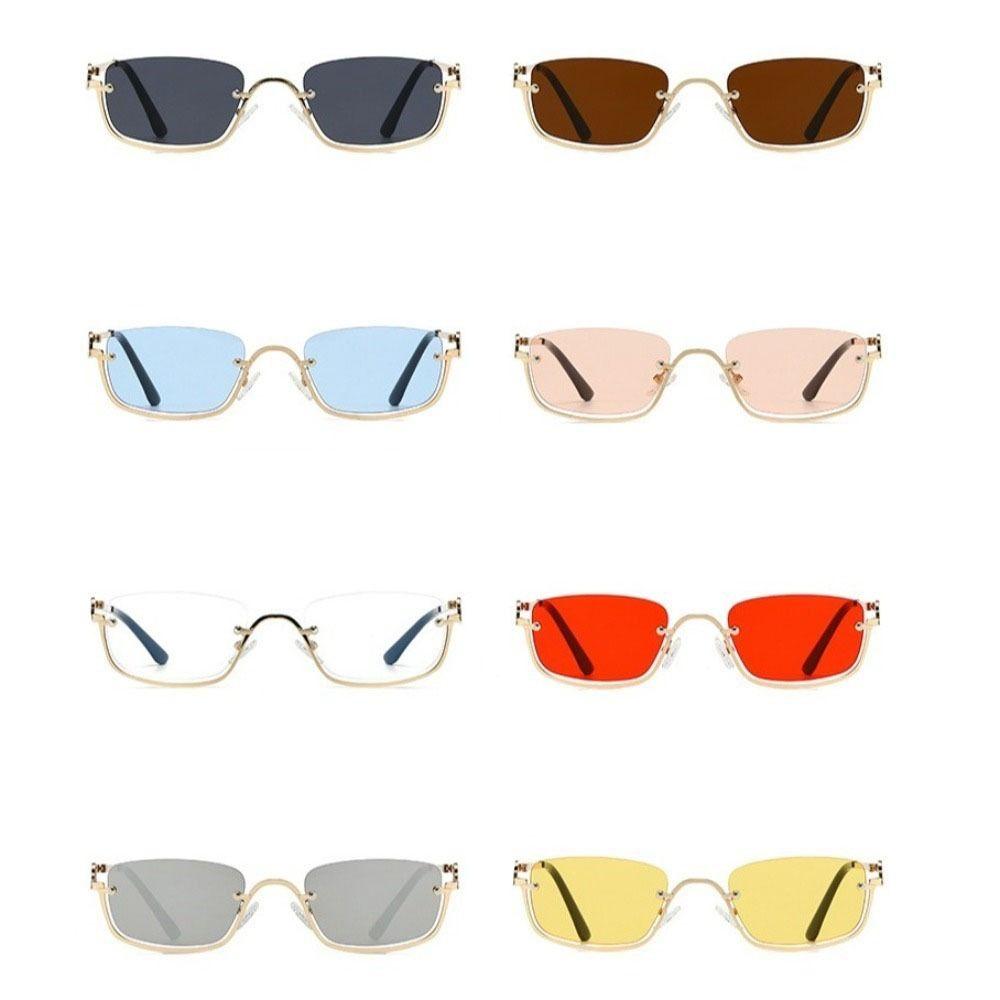 Small Sun Glasses Narrow Shades Eyewear Vintage Square Sunglasses  Unisex