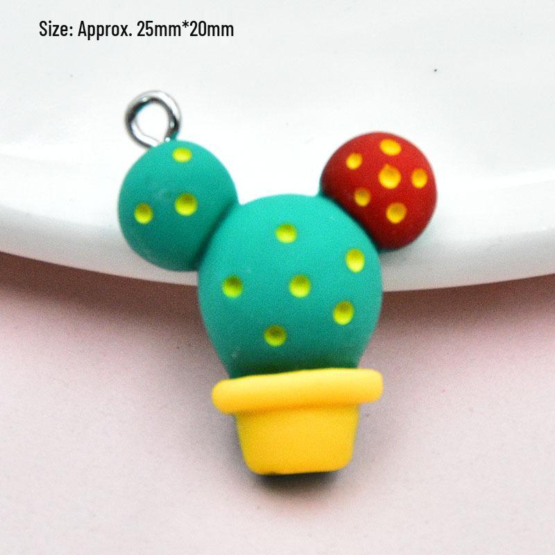 DIY Handmade Jewelry Accessories: Resin Cute Rabbit, Panda, Cactus, and Flower Pendants