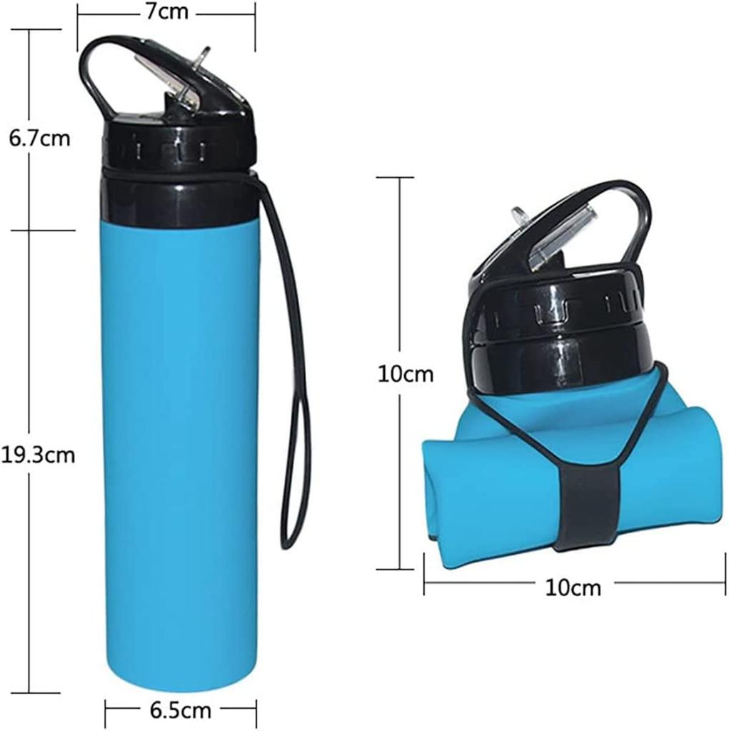 Foldable Silicone Water Direct Silica for Soft 600ml Bottle, Freezable, Portable, Drinking, Gel, BPA-Free, Plastic, Cycling, Drinking, Hiking,
