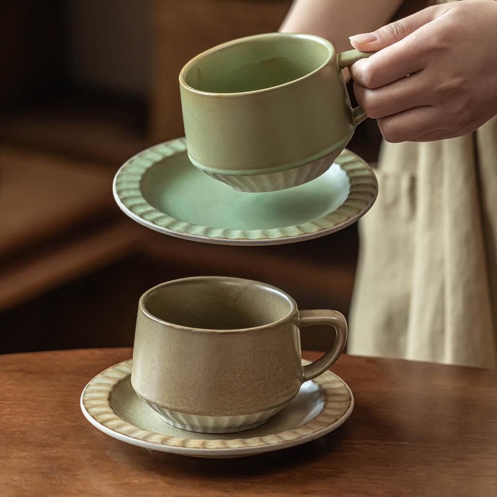 Japanese Retro Ceramic Coffee Cup And Saucer Set Creative Mug Latte Cup Latte Cup Old Teacup Water Cup