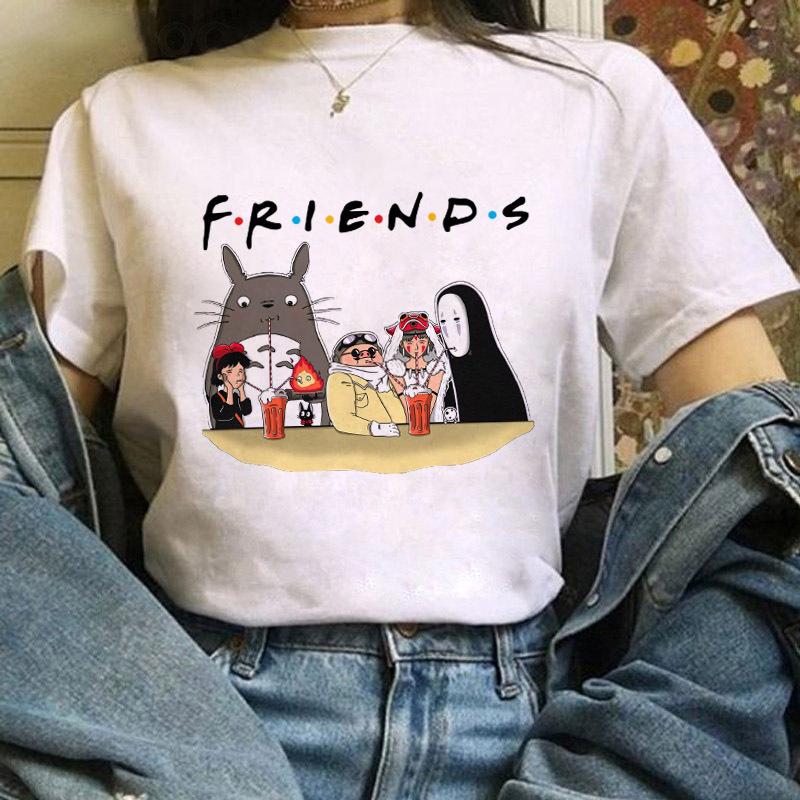 Cartoon Totoro Anime Series Printing, Summer Campus Large Size Men's and Women's Short Sleeve Anime T-shirt