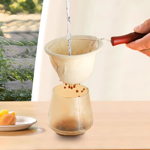 Stalf Coffee Dripper Cloth, Cloth Coffee Strainer, Coffee Tea Strainer Bag | Handmade Reusable Cafe Flannel Cloth Filter Bag with Wooden Handle, Coffe