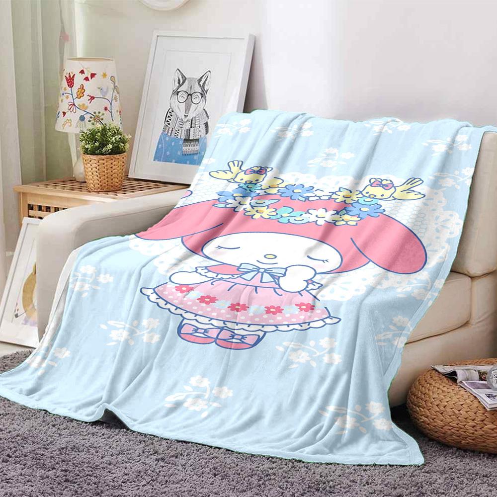 1pc My Melody flower blanket Lightweight Flannel Throw for Sofa Bed Travel Camping Livingroom Office Couch Chair