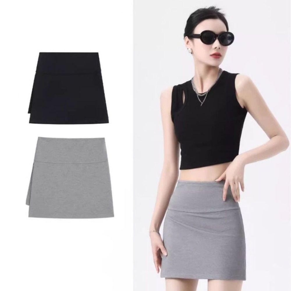 Asymmetric Women's A-line Culottes Side Slit Skirt with Safety Shorts Mini Shorts Skirt Girls