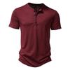 Mens Plain Short Sleeve Henley T Shirt Summer Casual Pullover Loose Top Blouse