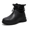 Fashion Leather Top Thick Sole High Top Anti Slip Water Shoes Men's Rain Shoes Outdoor Mountaineering Plush Warm Boots Work Safety Boots