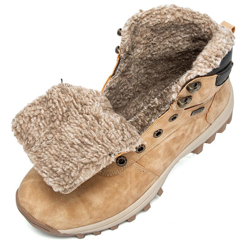 Large Size Outdoor Warm Cotton Shoes Men's Winter Velvet Hiking Shoes Men's Waterproof Snow Boots Hiking Shoes