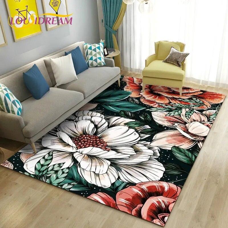 Dandelion Fresh Flower Plant Leaf Area Rug,Carpet Rug for Living Room Bedroom Sofa Doormat Decoration,Kitchen Non-slip Floor Mat