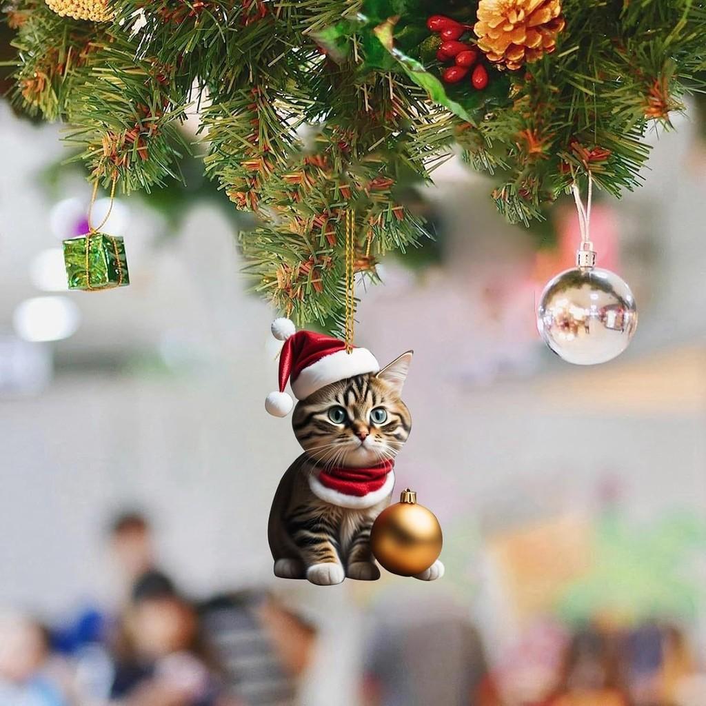 Cartoon Gift Cute With Cat Pattern Acrylic Pendant For Decoration Christmas