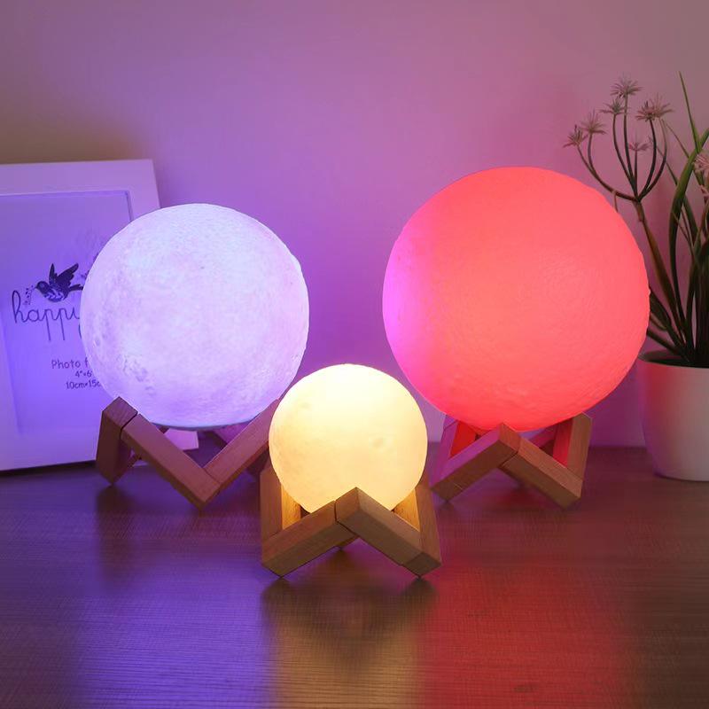 LED Moon Lamp - Touch-Activated Starry Sky Atmosphere Lamp for Bedside or Decor