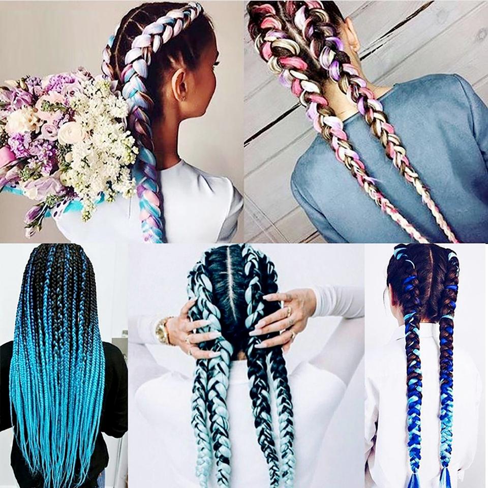Synthetic Braiding Hair Extensions 82inch 165g Long Jumbo Braids Hair Bulk Purple Pink Gray Blue Pure Color KTB