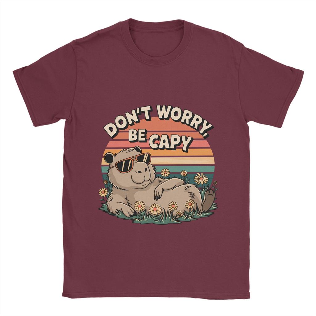 Capybara Dont worry Be Cappy T Shirt Summer  Hip Hop TShirts Man Cotton O Neck Plus Size Top Tees ShortSleeved Vintage Tshirt