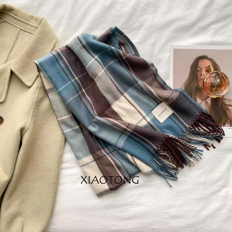 Liangsu Classic Plaid Imitation Cashmere Scarf