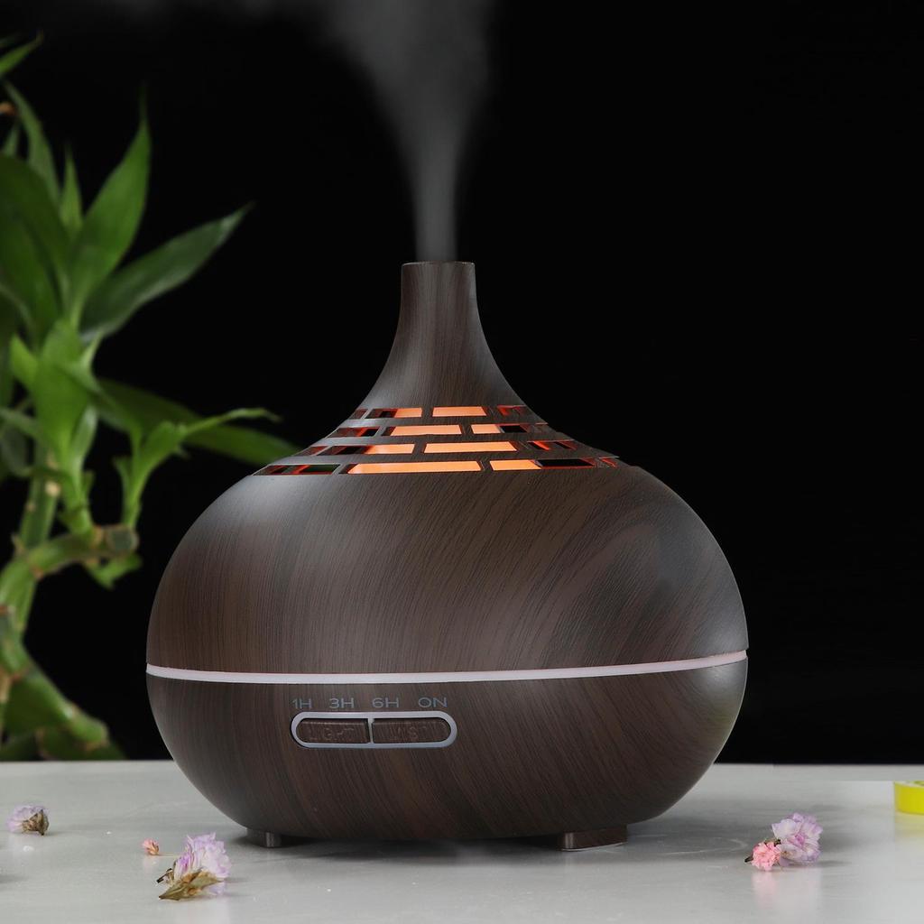 Ultrasonic Wood Grain Aroma Diffuser with Seven-Color LED