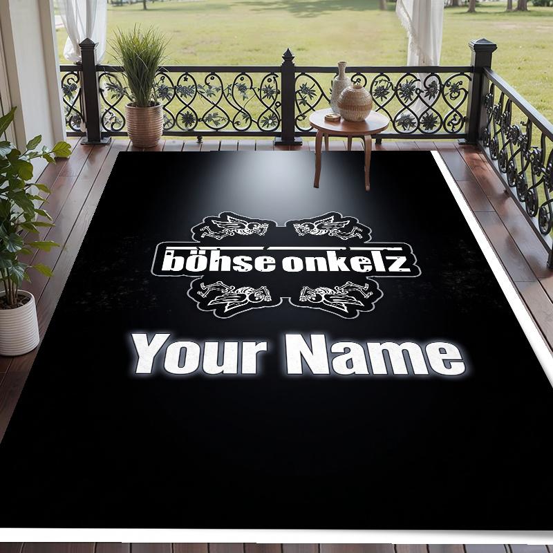 Custom Name Böhse Onkelz Crystal Velvet Floor Rug Personalized Text Soft Carpet Home Decor