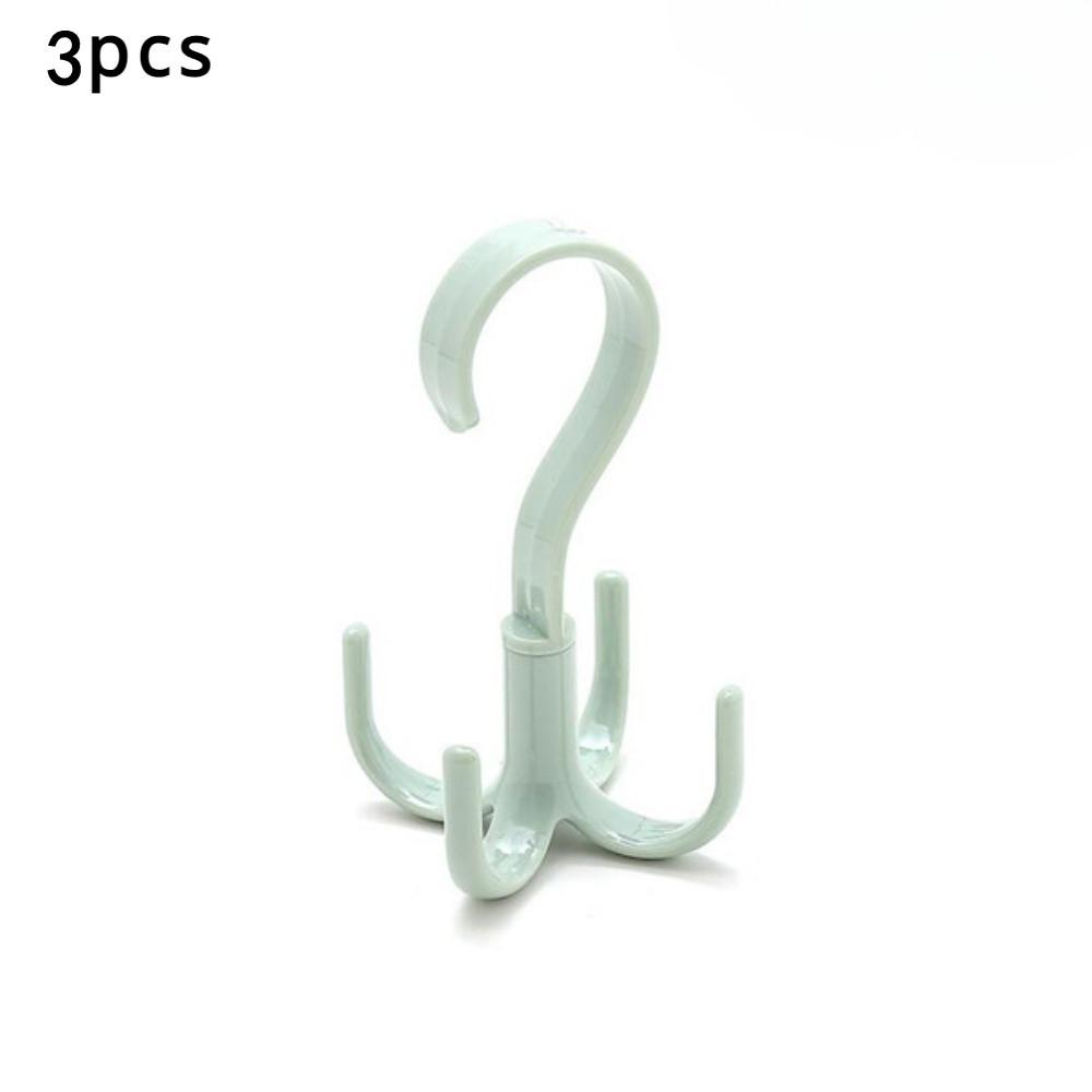 3pcs 360 Degree Swivel Four Prong Hook for Wardrobe and Tie Drying - Multifunctional Hanger and Tie Hooks