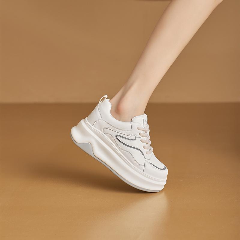 Women's Sneakers Shoe Thick-soled Comfortable Flat Casual Shoes Women Plus Size Spring and Autumn Reflective Strip Girl Shoes