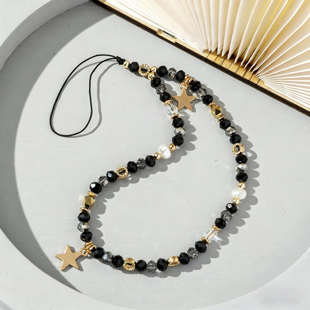Cute Acrylic Wristband Mobile Phone Strap Five-Pointed Star Keychain Phone Bead Charm Straps Beaded Lanyard Decorative