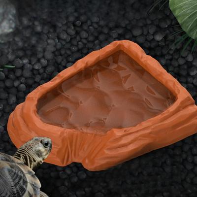 Turtle Water Dish Bearded Dragon Pool Basin Space-saving Turtle Water Food Bowl for Tortoise Snake Bearded Dragon Gecko Aquarium