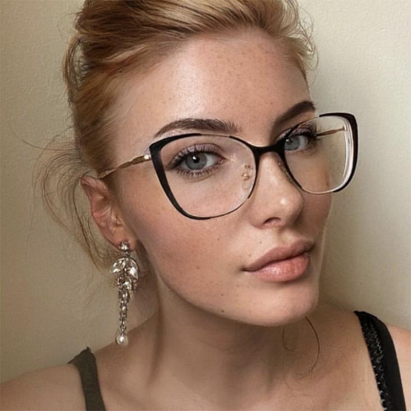 Riangular Cat Eyes Frame Clear Lens Glasses Women Myopia Nerd Spectacles Degree -0.5 -1.0 -2.0 -3.0 -4.0 To -6.0
