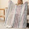 Warm Lightweight Flannel Blanket | Simple Stripes, Soft & Skin-friendly for Home Couch Napping, Window Sill Decor, Christmas & Halloween Use