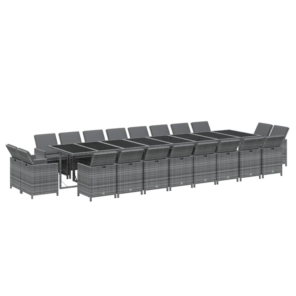 Vidaxl 21-Cz. Garden Furniture Set With Cushions, Poly Rattan, Grey