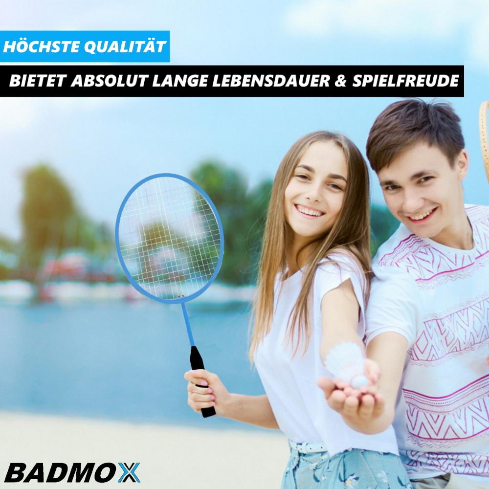 BADMOX Badmintonová sada Badmintonové rakety Míčky Sada Venkovní 3dílná modrá